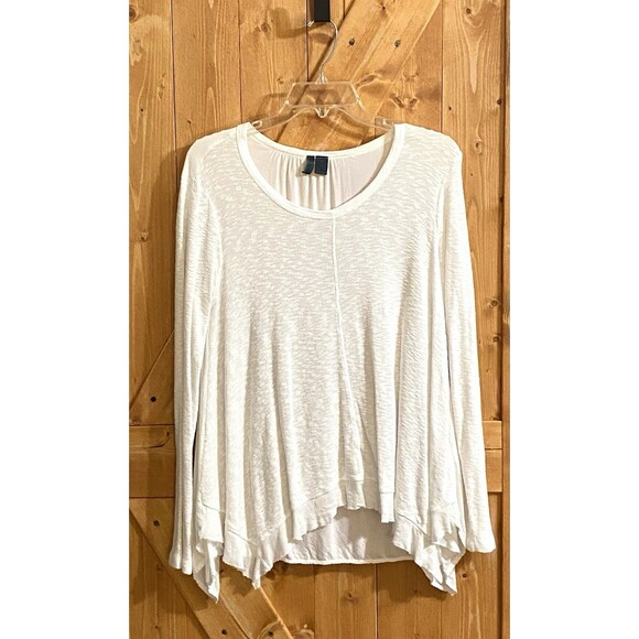 Anthropologie Left of Center White Asymmetrical Long Sleeve Top Women’s Small - Picture 1 of 9